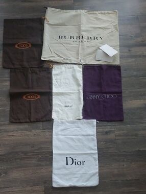 Designer Dust Bags Bundle - Burberry, Dior, Jimmy Choo, Tod's, Bally